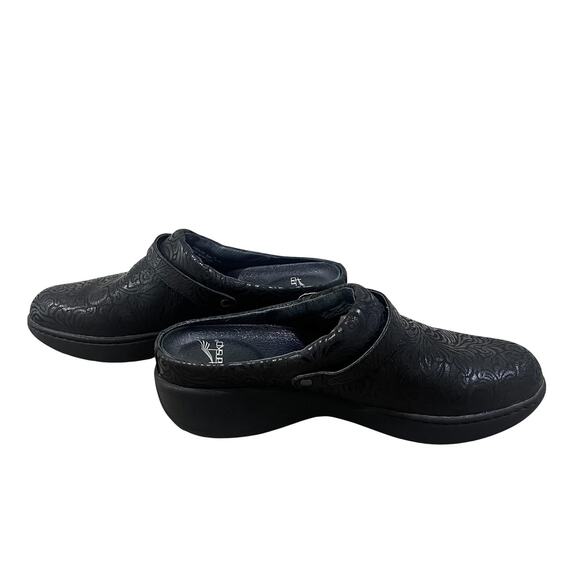Dansko Shoes Womens Size 39 Black Embossed Slip On Clogs Mary Jane Comfort Work - Picture 4 of 7
